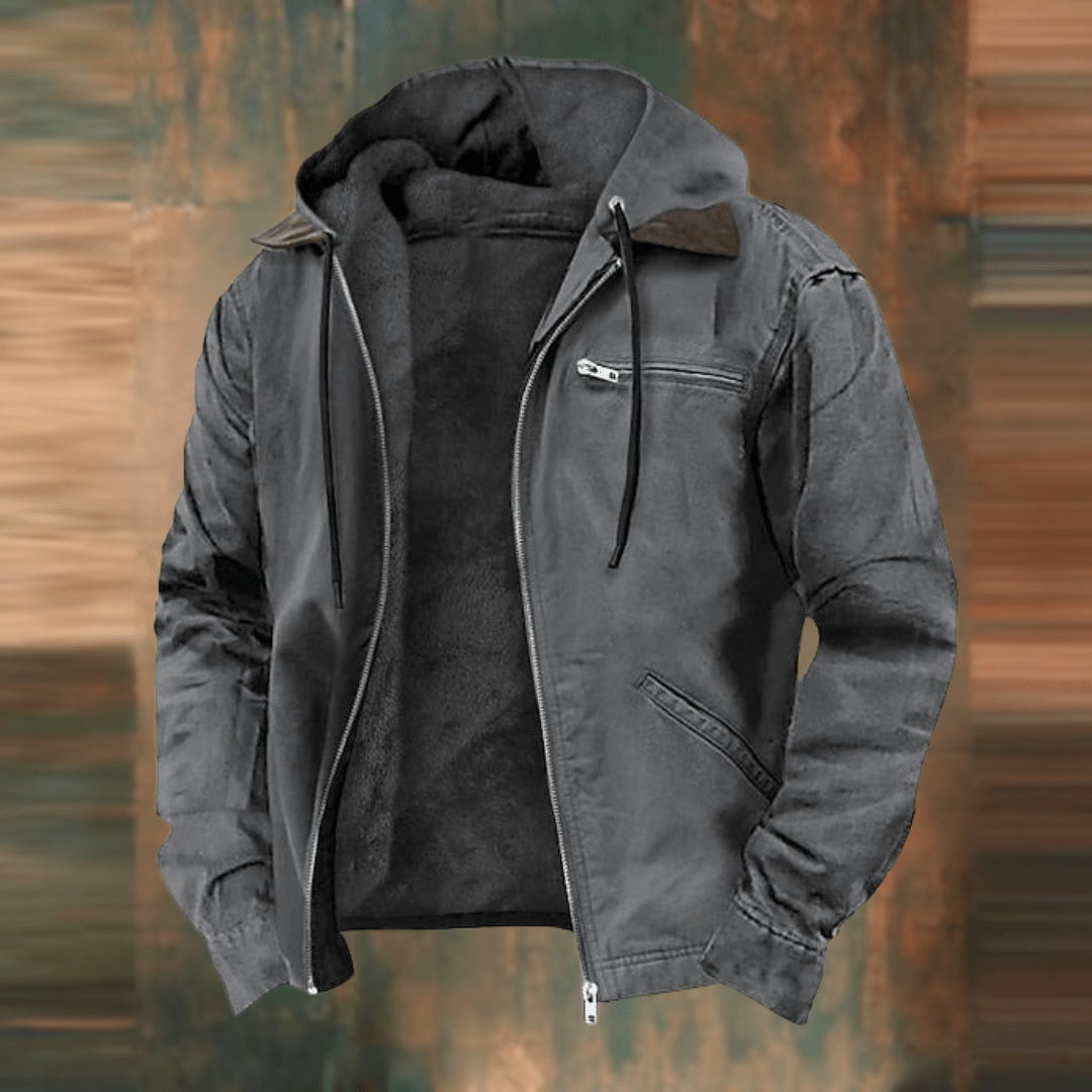 Julián | Chaqueta de Hombre con Capucha y Forro Tipo Borreguito - Gris