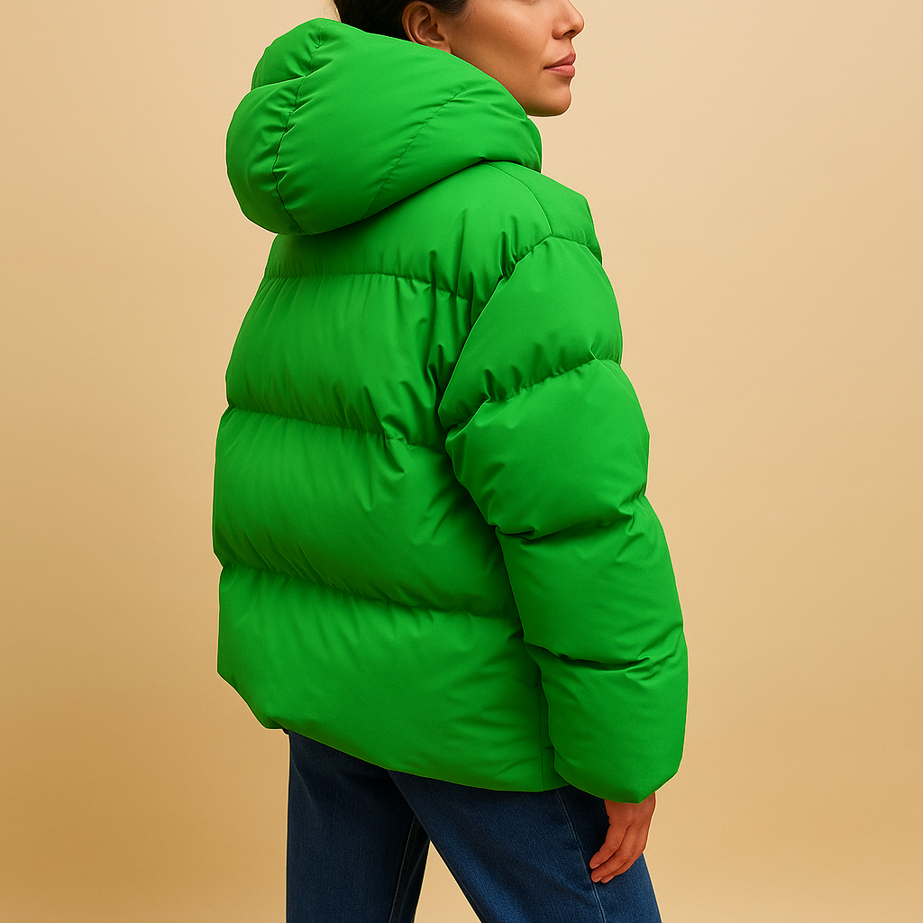 Leonor | Chaqueta Acolchada Oversize con Capucha y Cuello Alto - Verde