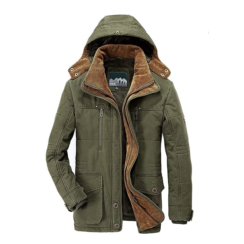 Leopoldo | Parka Corta Forrada Repelente al Agua para Hombre - Verde oliva