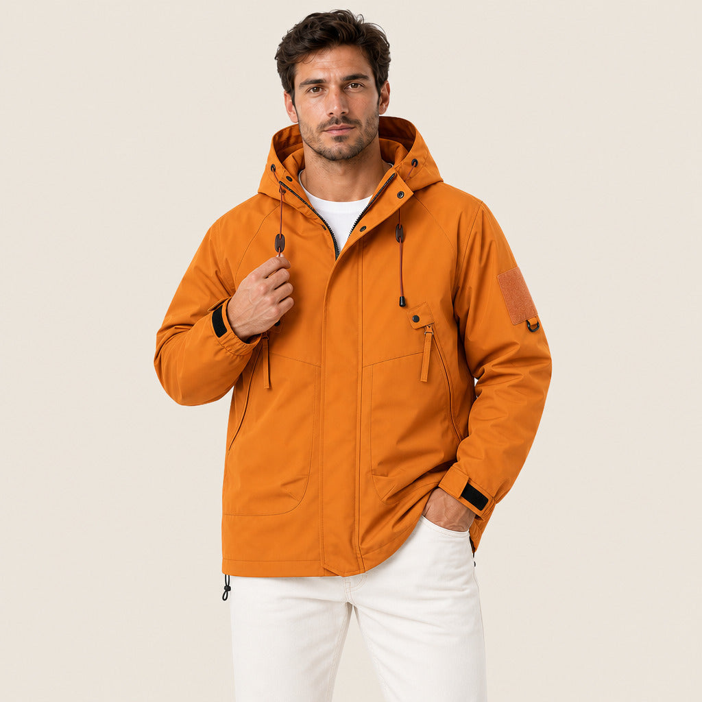 Lucas | Chaqueta Técnica Cortavientos Repelente al Agua con Capucha - Naranja