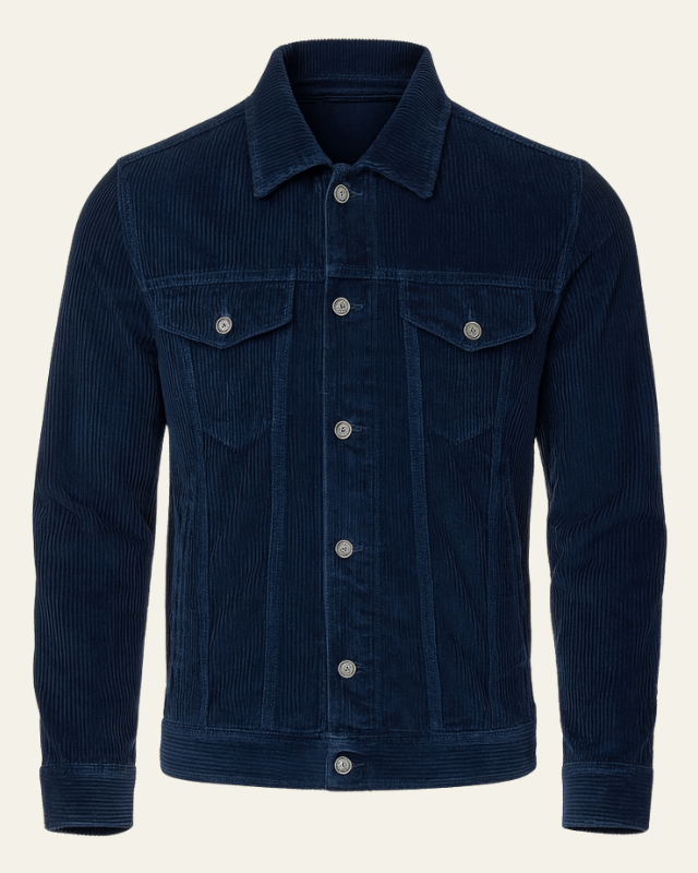 Luis | Chaqueta de Pana para Hombre con Botones y Bolsillos de Solapa - Azul marino