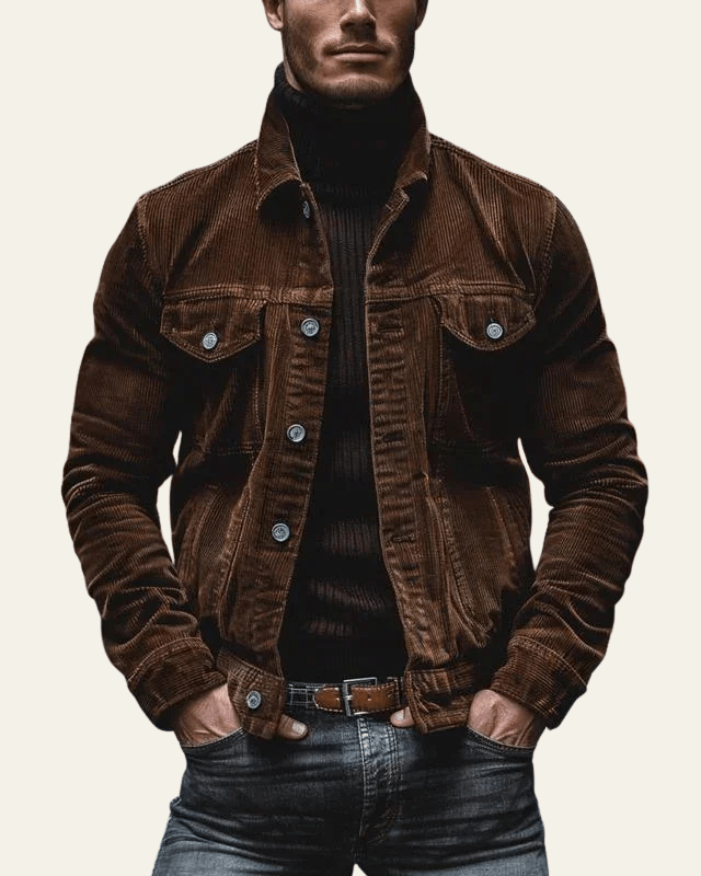 Luis | Chaqueta de Pana para Hombre con Botones y Bolsillos de Solapa