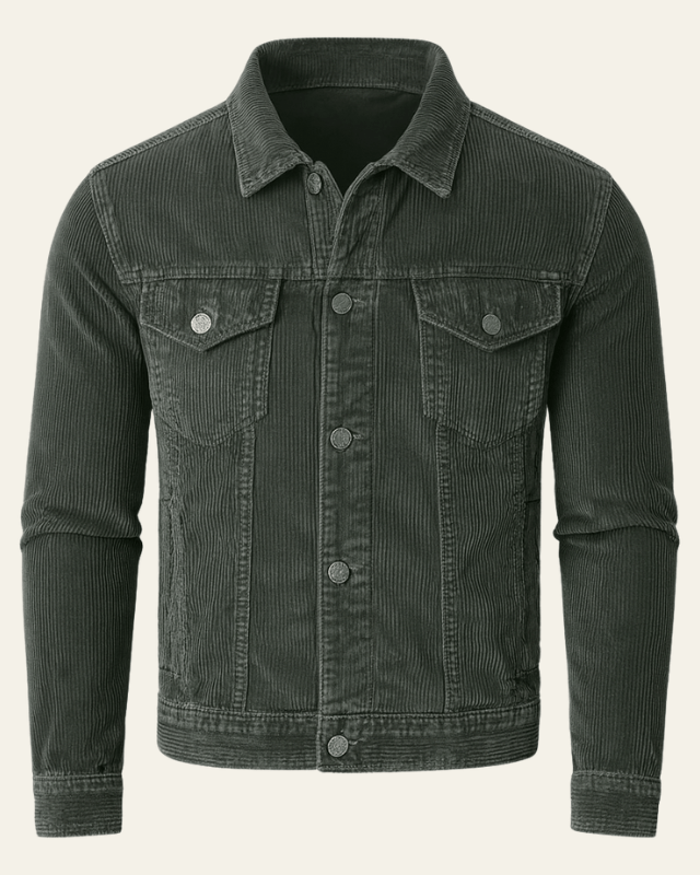 Luis | Chaqueta de Pana para Hombre con Botones y Bolsillos de Solapa - Gris