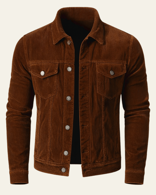 Luis | Chaqueta de Pana para Hombre con Botones y Bolsillos de Solapa - Coñac