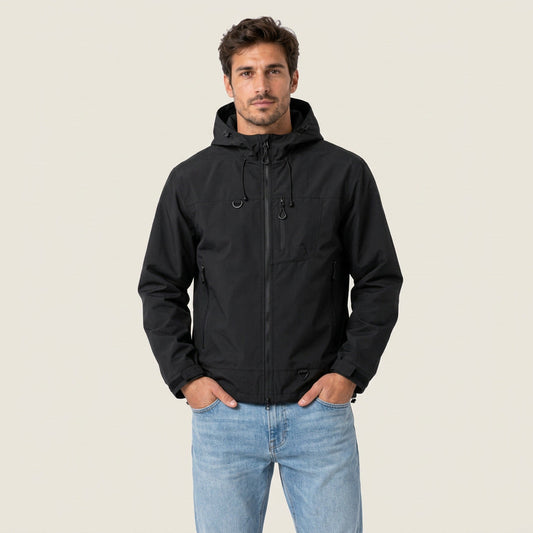 Marcelino | Chaqueta Cortavientos Utility con Capucha y Bolsillos con Cremallera para Hombre - Negro