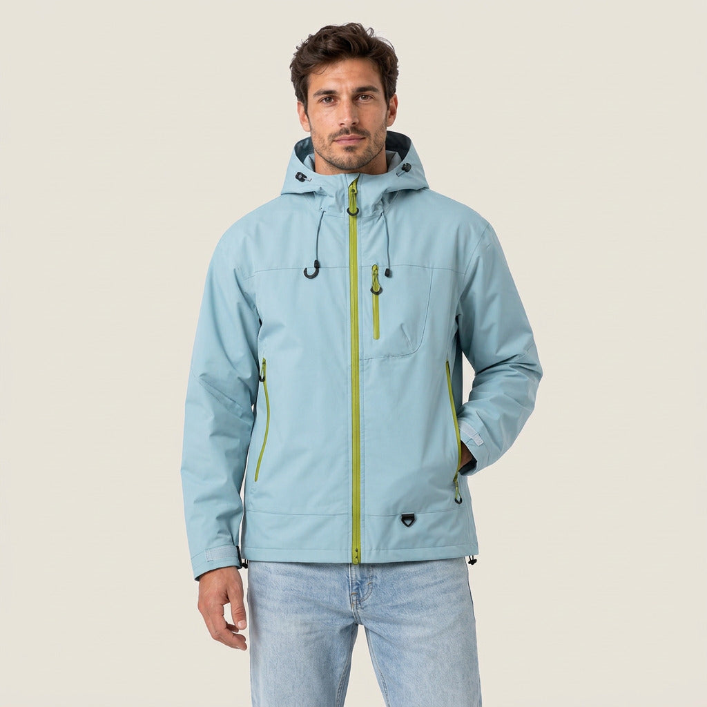 Marcelino | Chaqueta Cortavientos Utility con Capucha y Bolsillos con Cremallera para Hombre - Aguamarina Helada