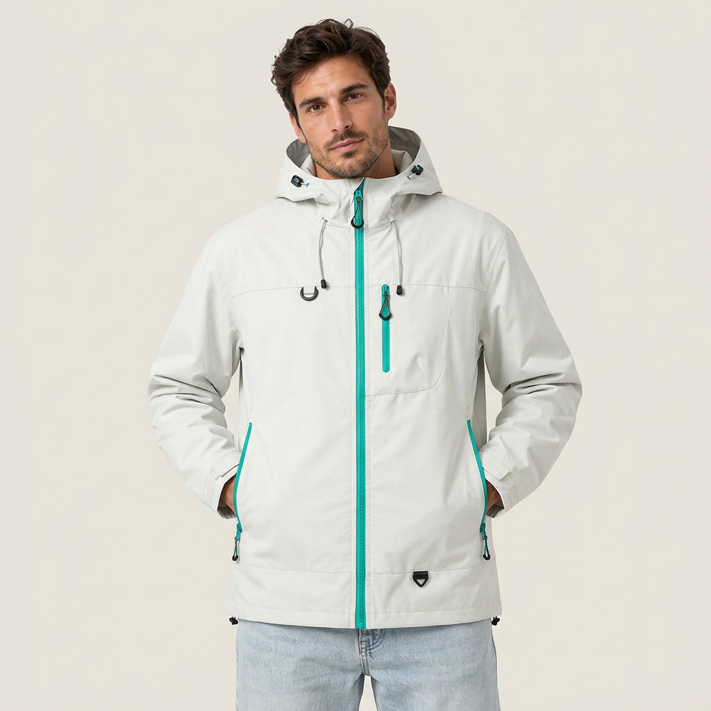 Marcelino | Chaqueta Cortavientos Utility con Capucha y Bolsillos con Cremallera para Hombre - Blanco