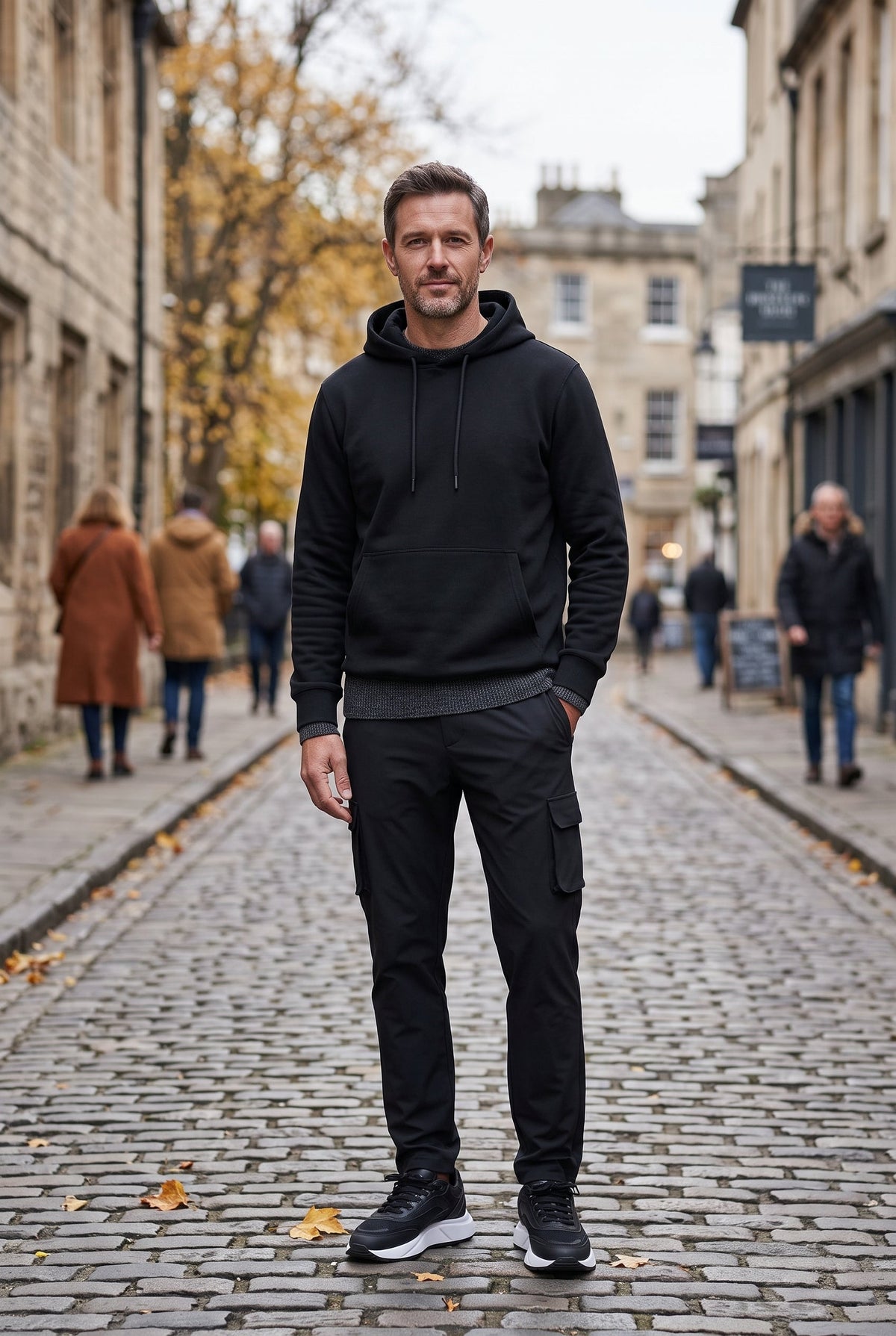 Pantalón cargo slim de hombre negro en ripstop - imagen 4
