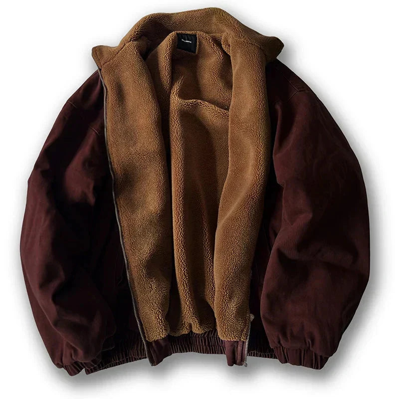 Martín | Cazadora Bomber con Forro de Borreguito y Cuello Alzado para Hombre - Burdeos