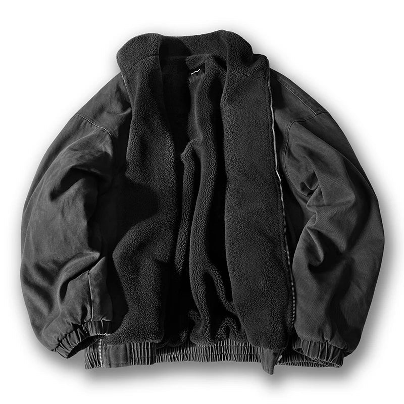 Martín | Cazadora Bomber con Forro de Borreguito y Cuello Alzado para Hombre - Gris antracita