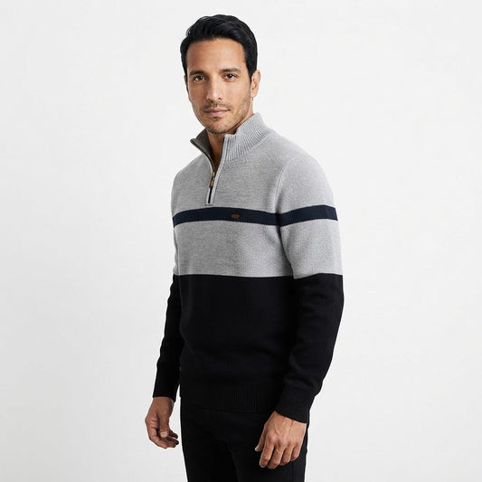 Mauro | Jersey de Punto con Media Cremallera y Bloques de Color para Hombre