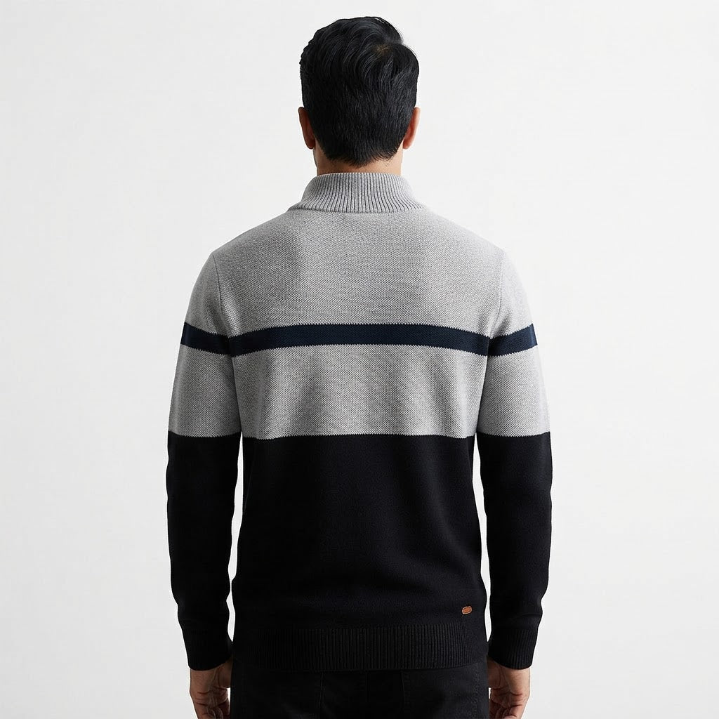 Mauro | Jersey de Punto con Media Cremallera y Bloques de Color para Hombre