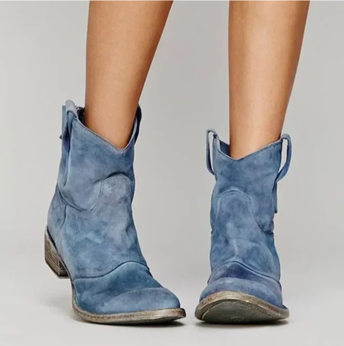 Minerva | Botines Camperos Efecto Ante Envejecido con Tiradores - Azul