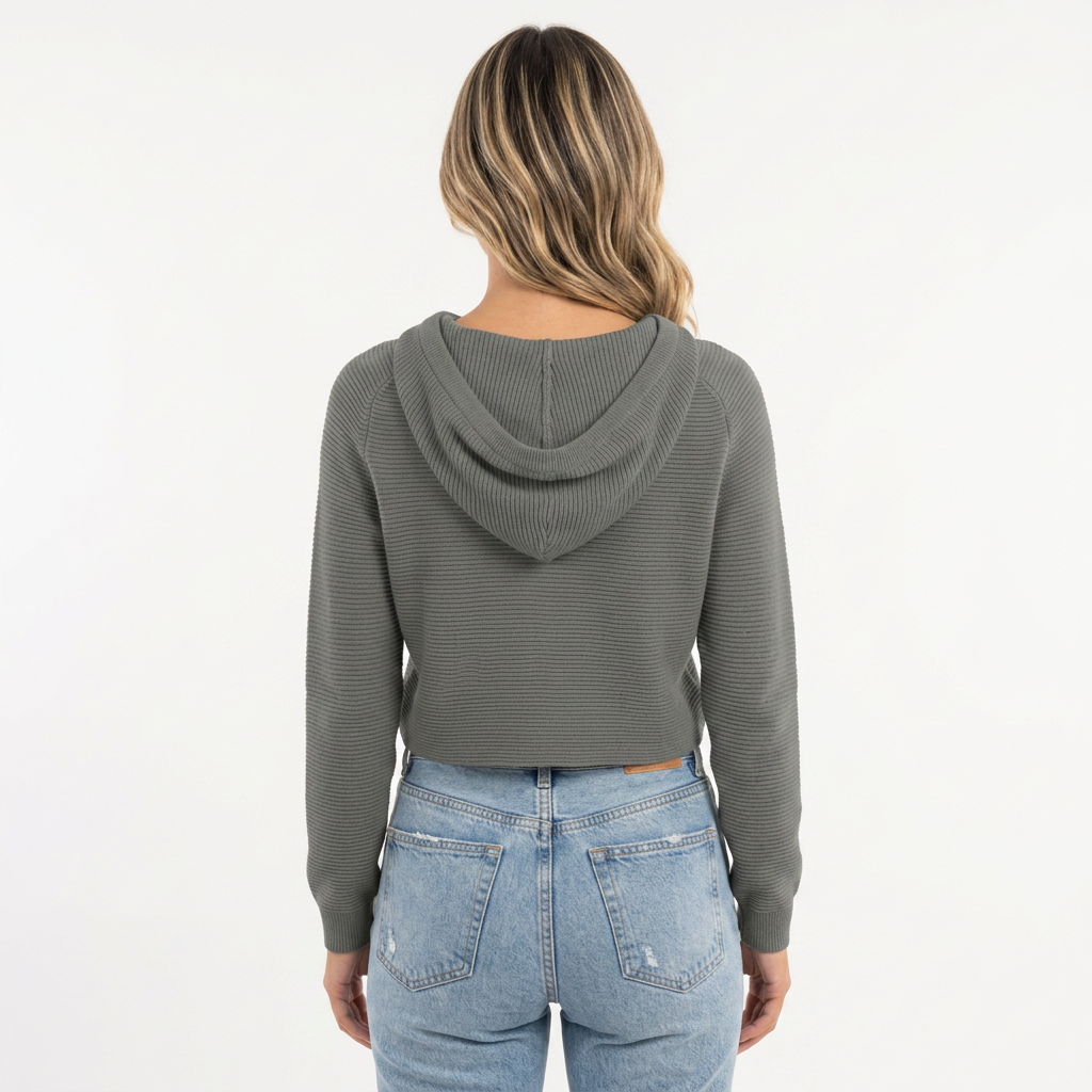 Jersey Corto de Punto Texturizado con Capucha y Botones