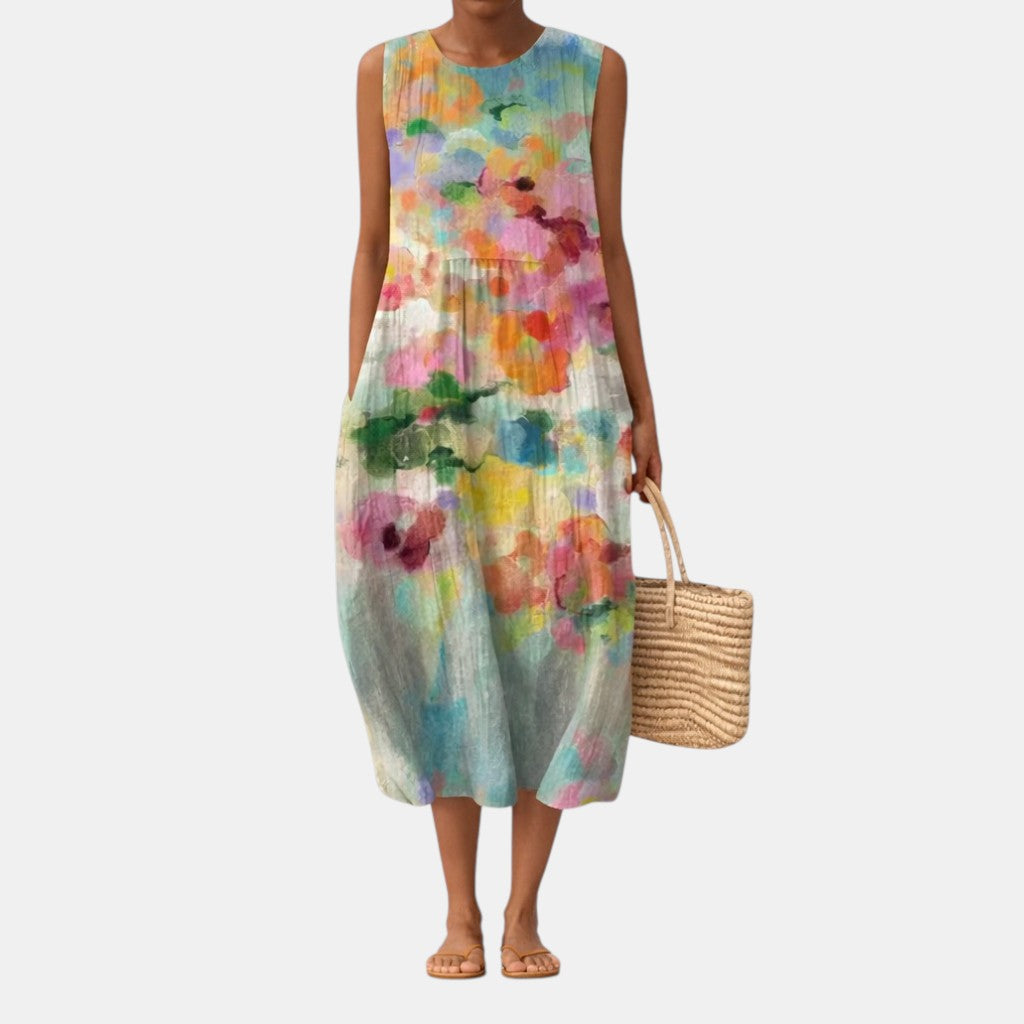 Carla | Vestido Midi Multicolor Elegante