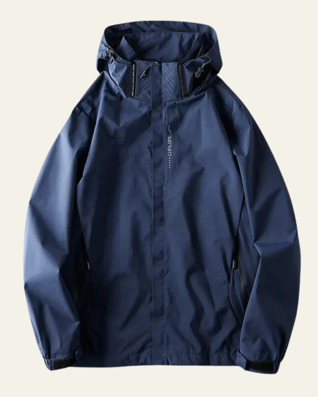 Moisés | Chaqueta Cortavientos para Hombre con Capucha y Bolsillos con Cremallera - Azul marino