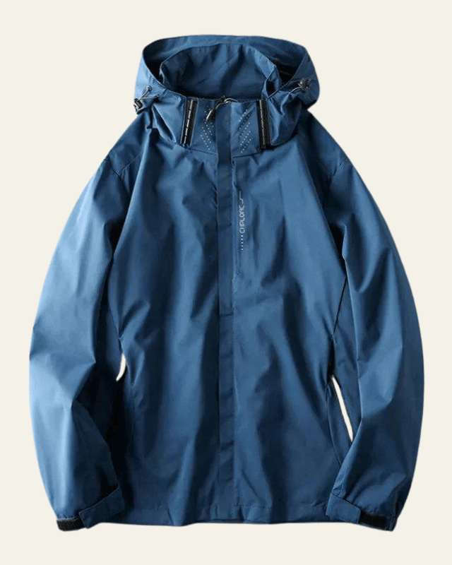 Moisés | Chaqueta Cortavientos para Hombre con Capucha y Bolsillos con Cremallera - Azul