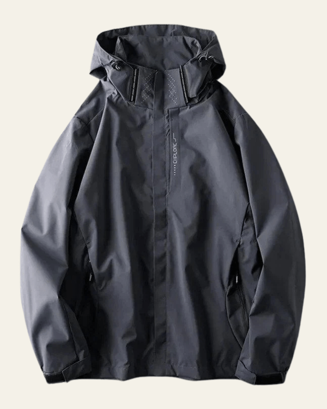 Moisés | Chaqueta Cortavientos para Hombre con Capucha y Bolsillos con Cremallera - Gris oscuro
