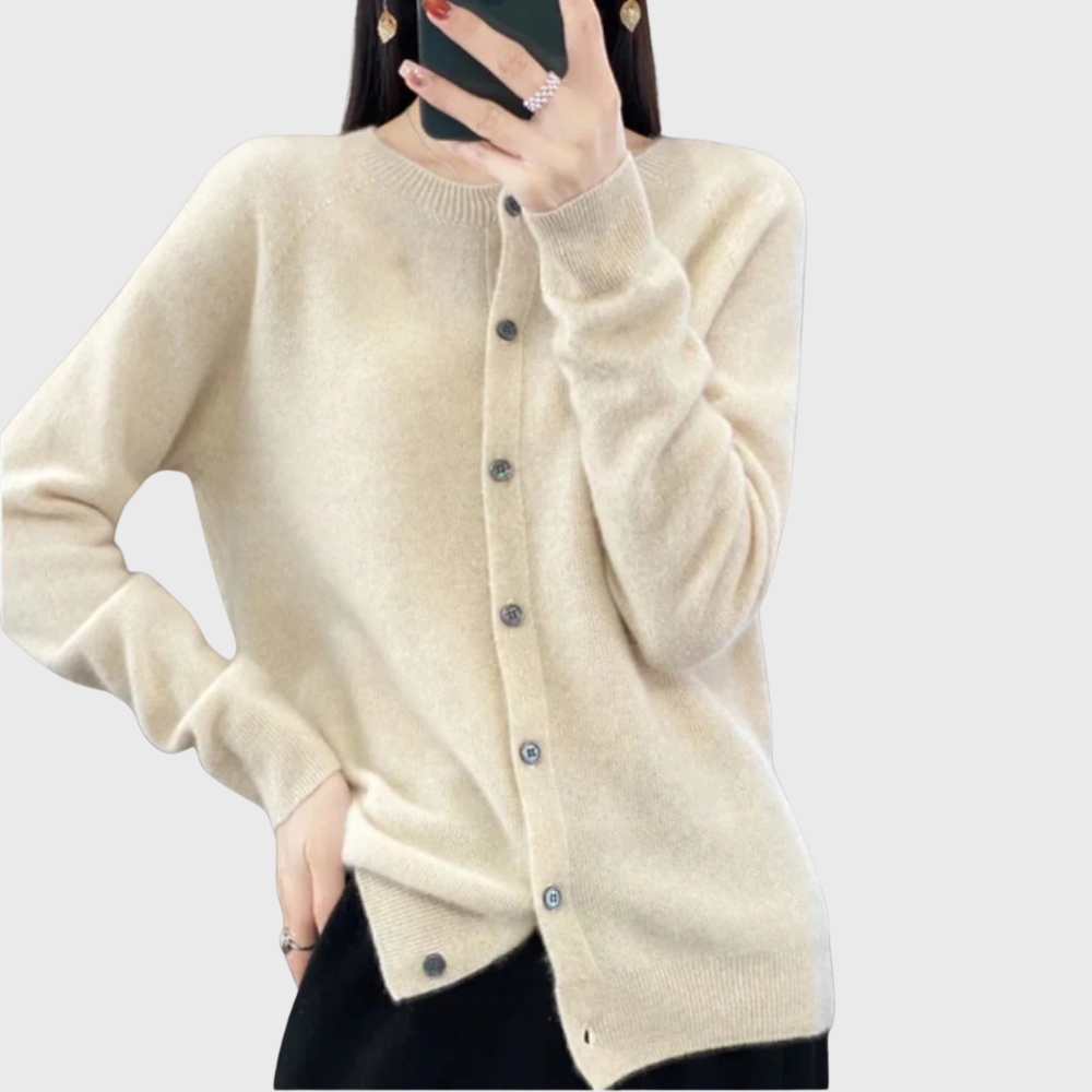 Cárdigan de Punto Fino Tacto Merino con Botones - vista 4