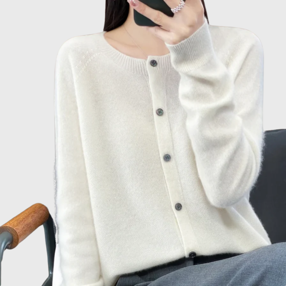 Cárdigan de Punto Fino Tacto Merino con Botones - vista 5