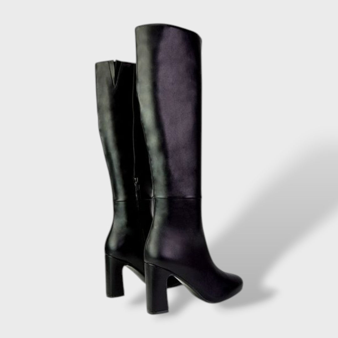 Botas Altas de Tacón Ancho con Cremallera Interior