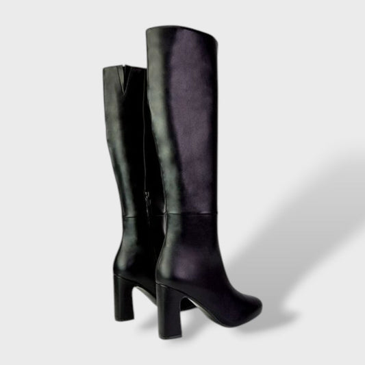 Botas Altas de Tacón Ancho con Cremallera Interior