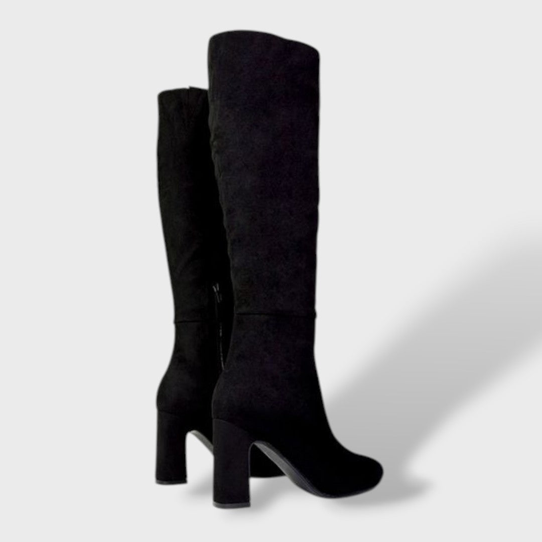 Botas Altas de Tacón Ancho con Cremallera Interior