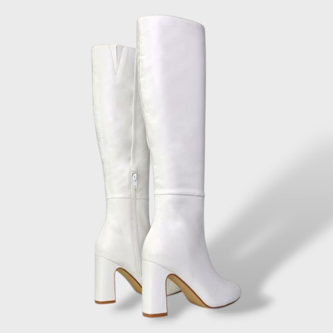 Botas Altas de Tacón Ancho con Cremallera Interior