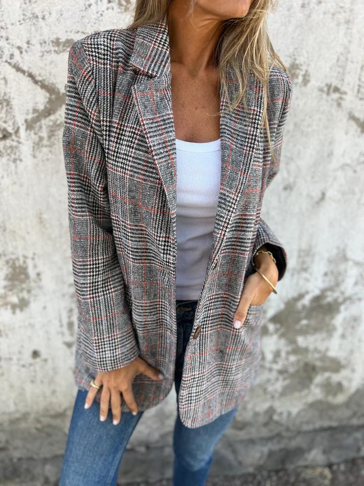 Ofelia | Americana de Cuadros Corte Relajado para Mujer - Marrón