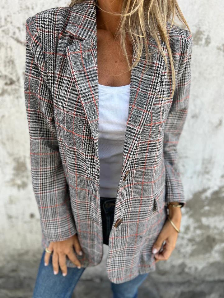 Ofelia | Americana de Cuadros Corte Relajado para Mujer