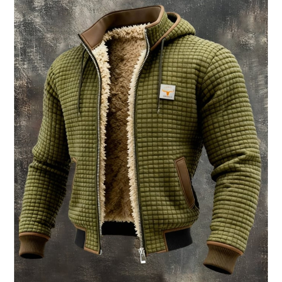 Olegario | Chaqueta con Capucha y Forro Tipo Borrego para Hombre - Verde oliva