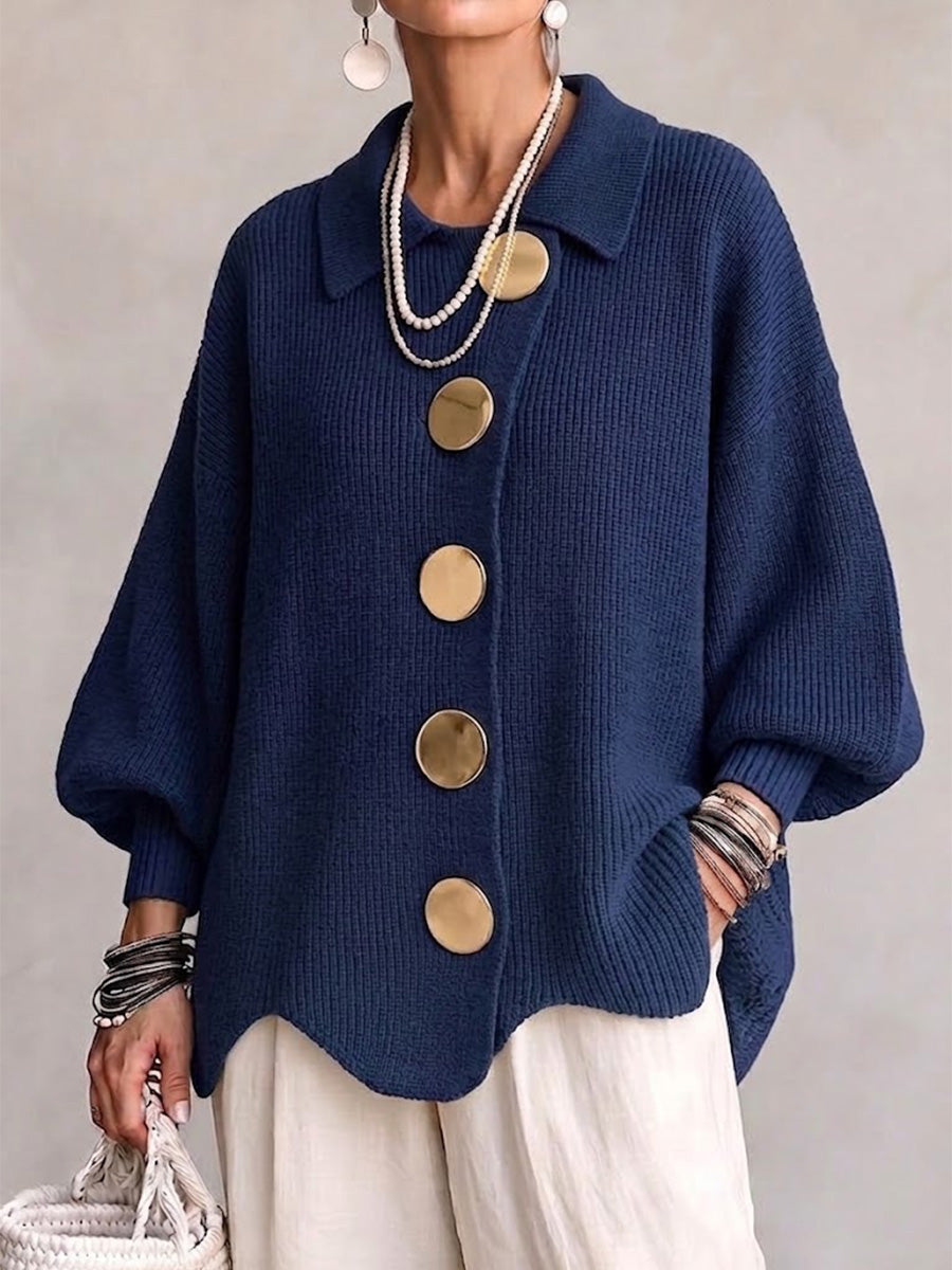 Cárdigan oversize mujer con botones grandes y mangas farol