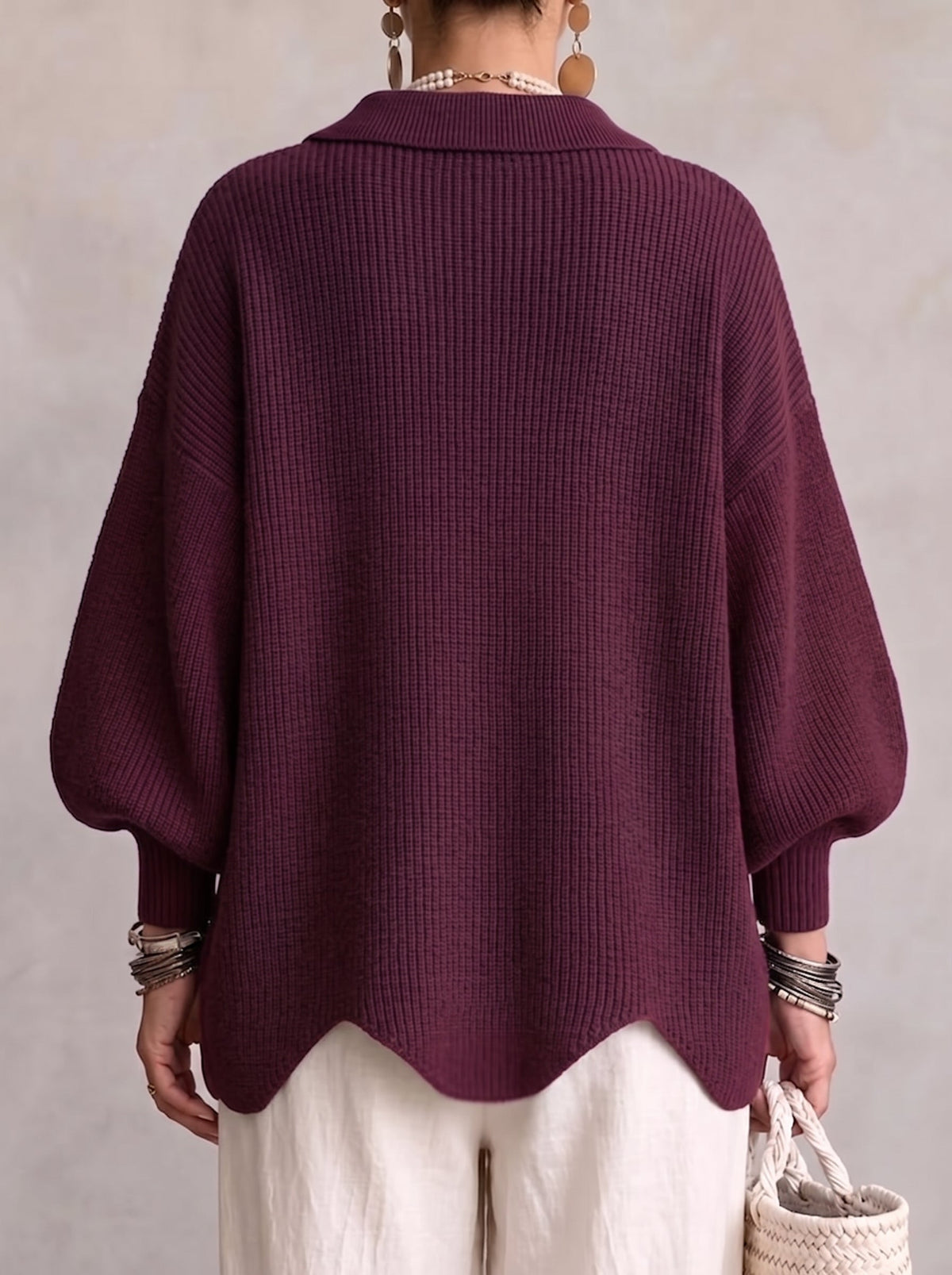Cárdigan oversize mujer con botones grandes y mangas farol