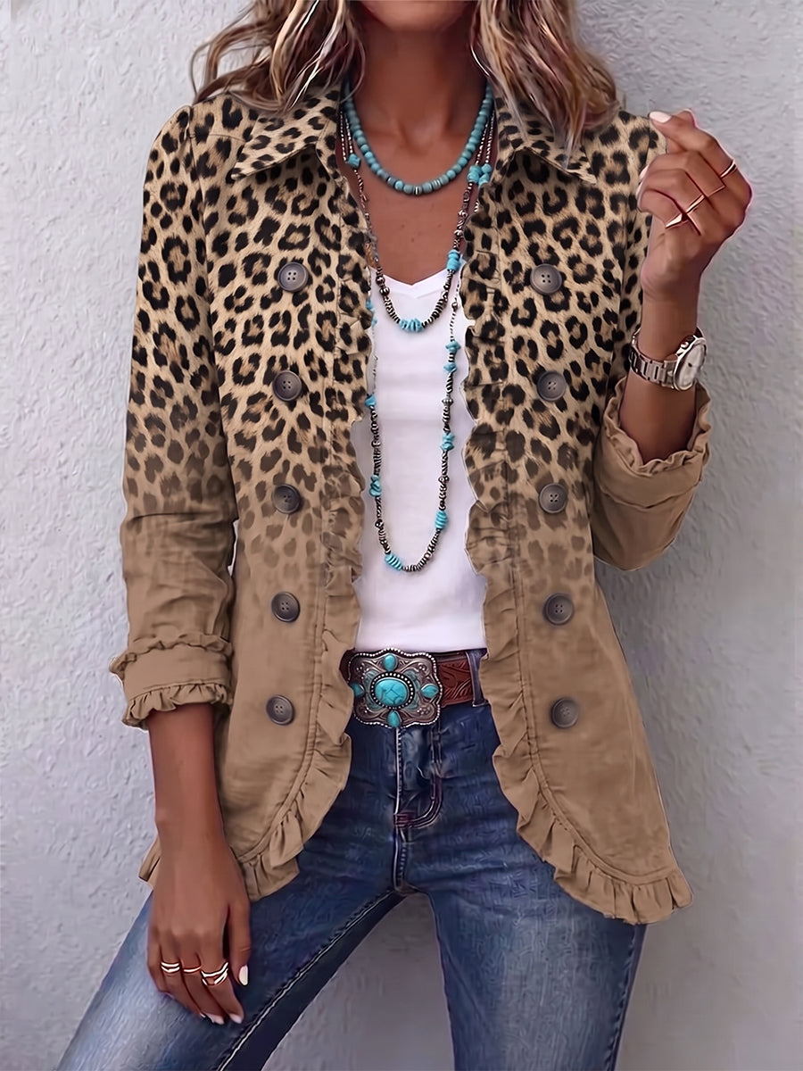 Chaqueta leopardo mujer degradado con volantes