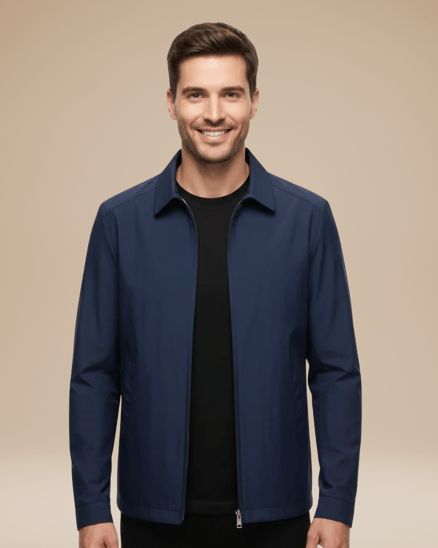 Pelayo | Chaqueta Ligera con Forro de Cuadros y Cremallera para Hombre - Azul marino
