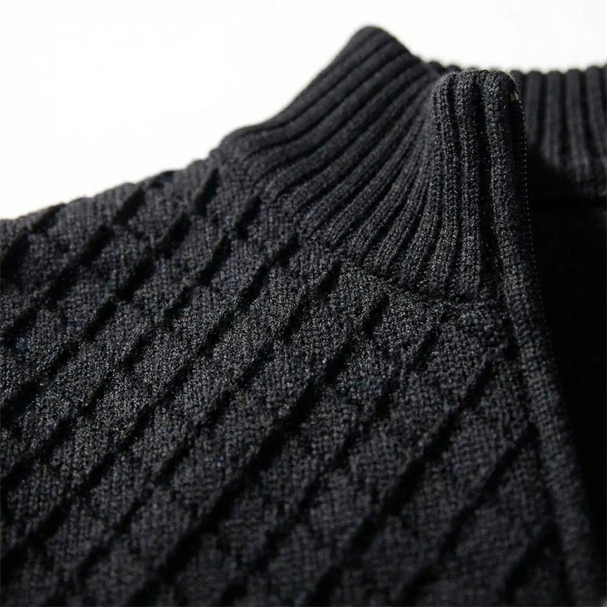 Jersey de punto hombre con cremallera y cuello alto a cuadros