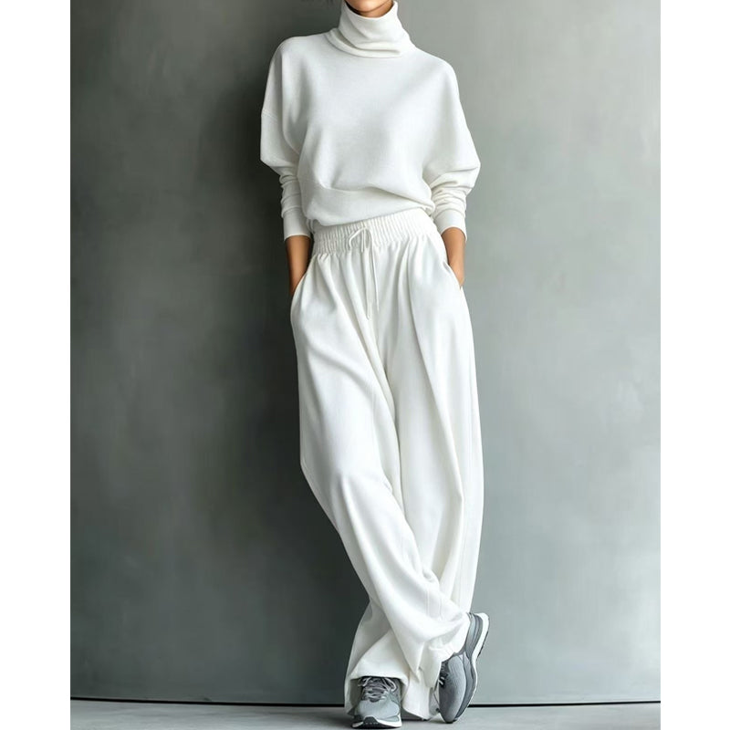 Conjunto de top de cuello alto y pantalón ancho para mujer