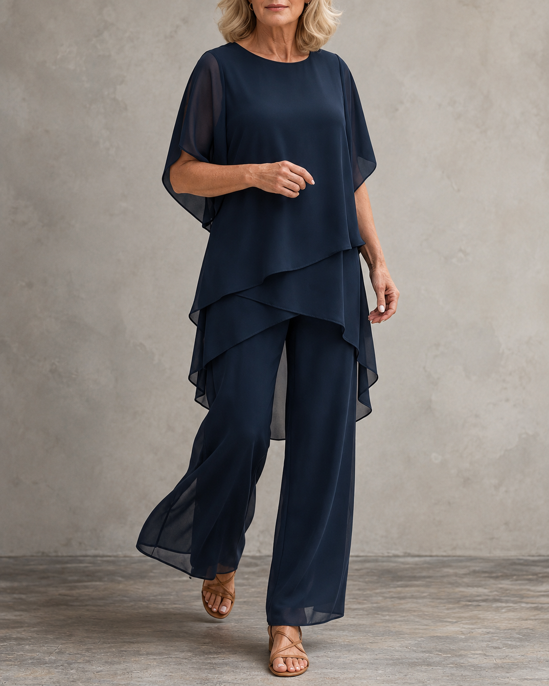 Conjunto de fiesta mujer blusa de gasa y pantalón ancho