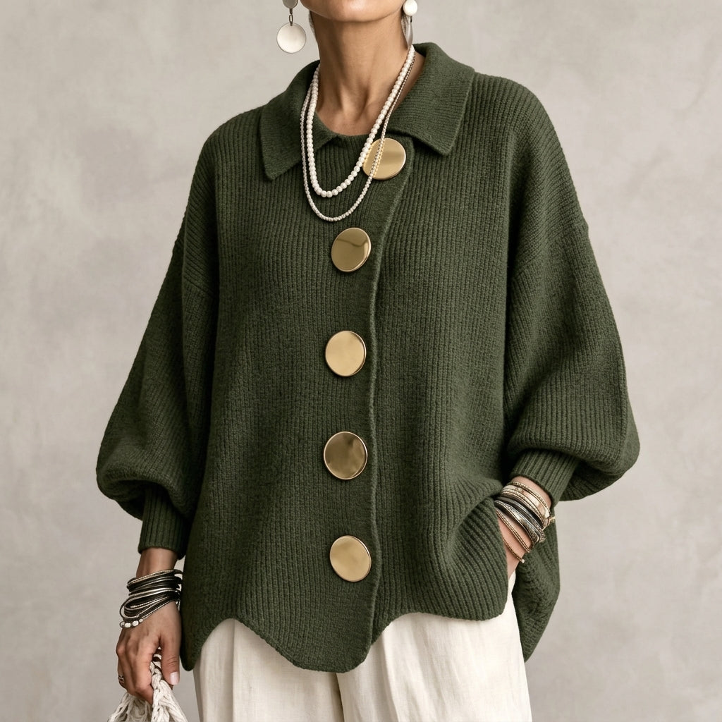 Cárdigan oversize mujer con botones grandes y mangas farol