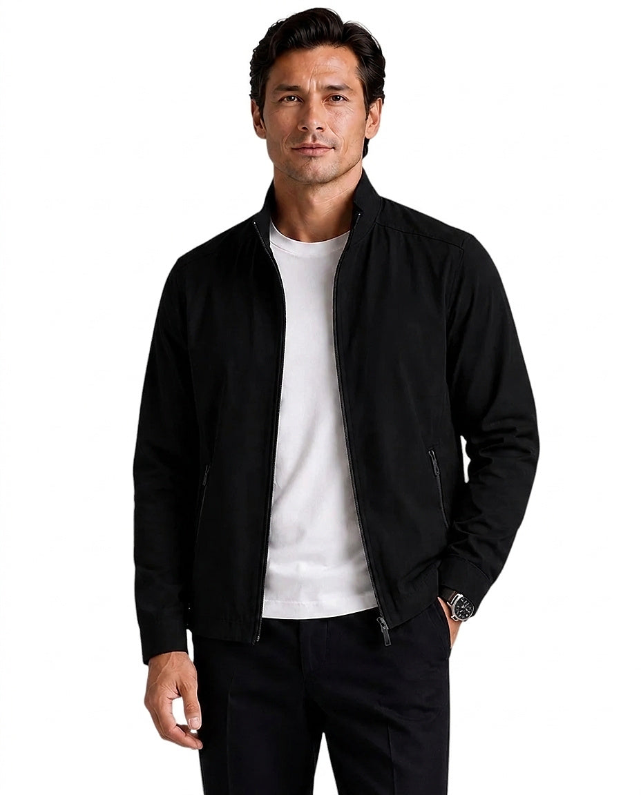 Sancho | Chaqueta de Hombre con Cuello Alto y Cremallera Frontal - Negro