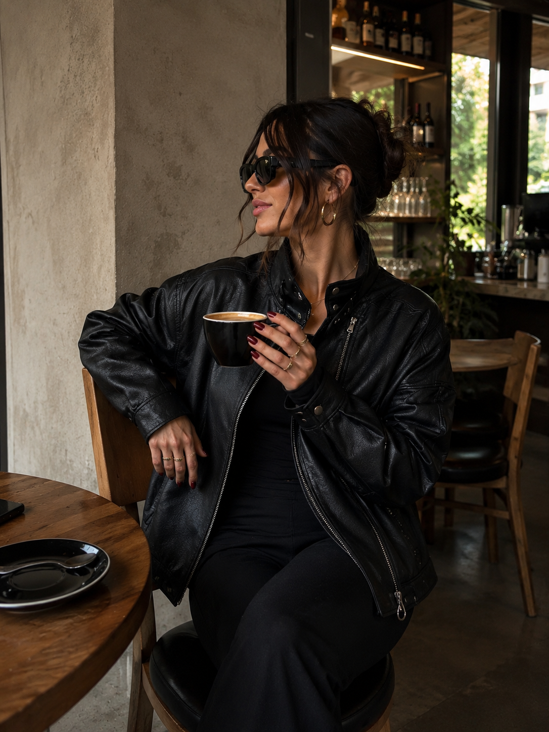 Selma | Cazadora Oversize Efecto Piel con Cuello Alto