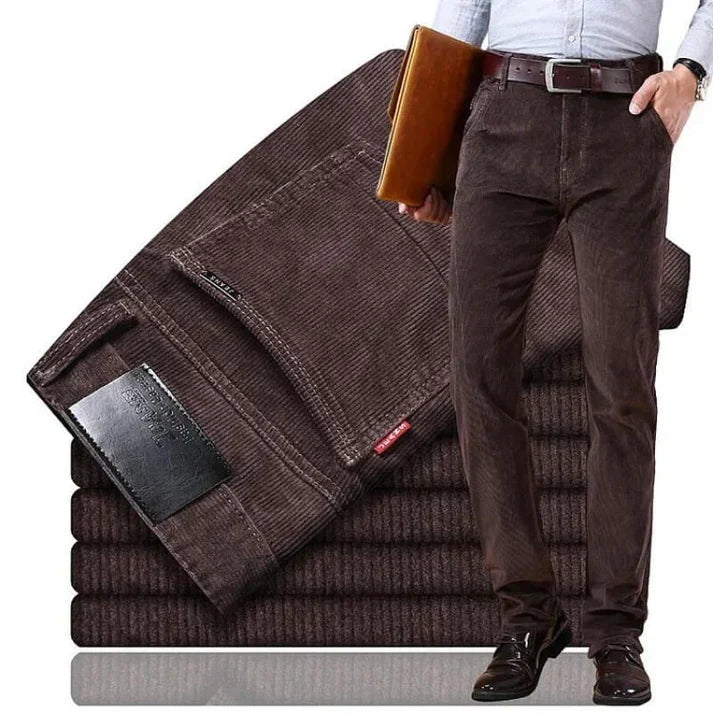 Severino | Pantalón de Pana Clásico de Corte Recto para Hombre - Marrón oscuro
