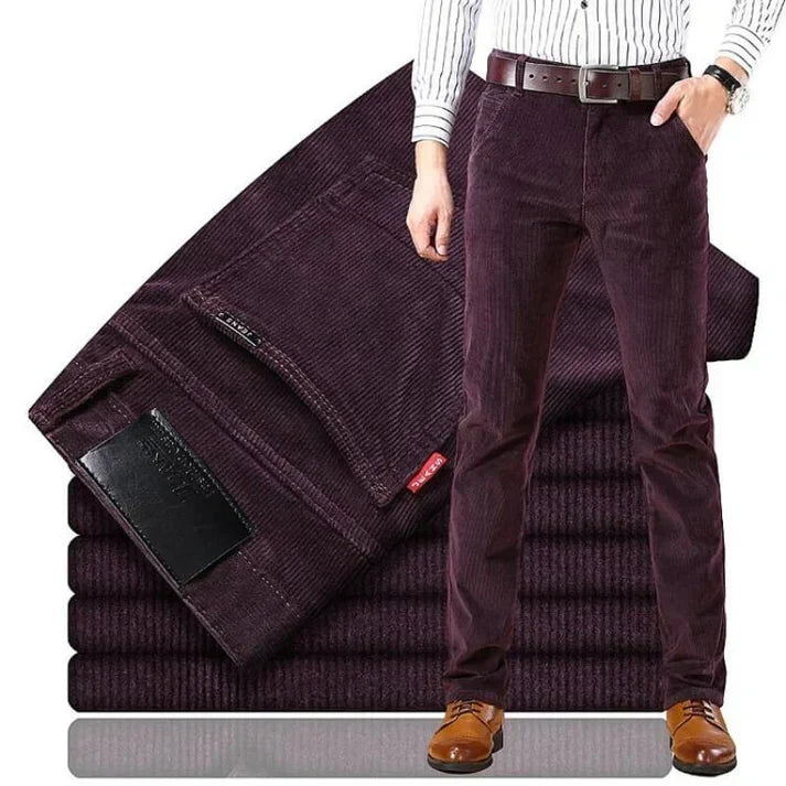 Severino | Pantalón de Pana Clásico de Corte Recto para Hombre - Ciruela