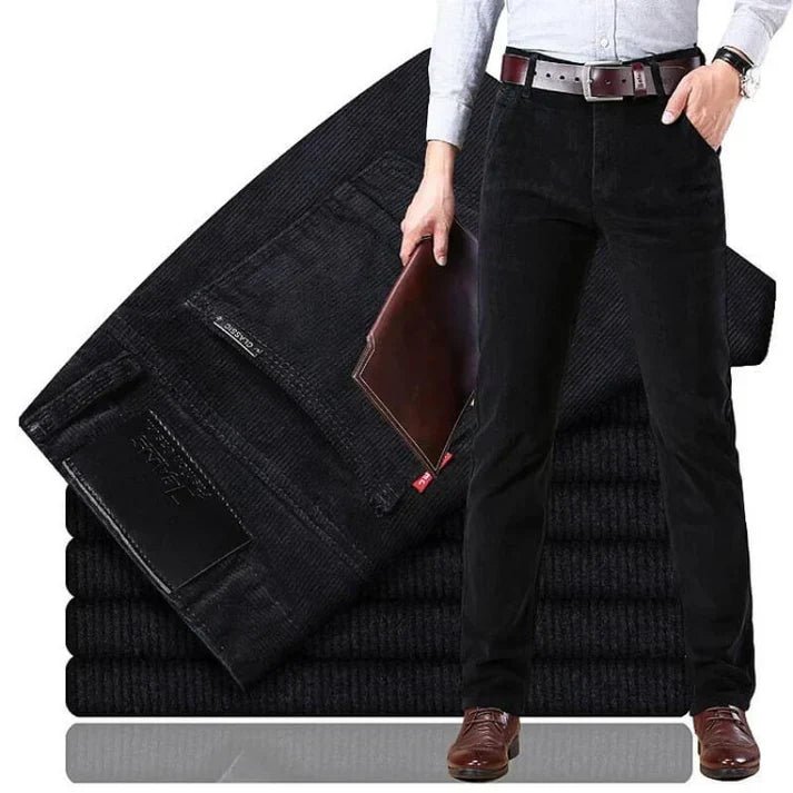 Severino | Pantalón de Pana Clásico de Corte Recto para Hombre - Negro