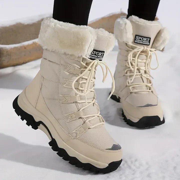 Silvana | Botas de Nieve con Cordones y Forro de Pelo Sintético - Crudo