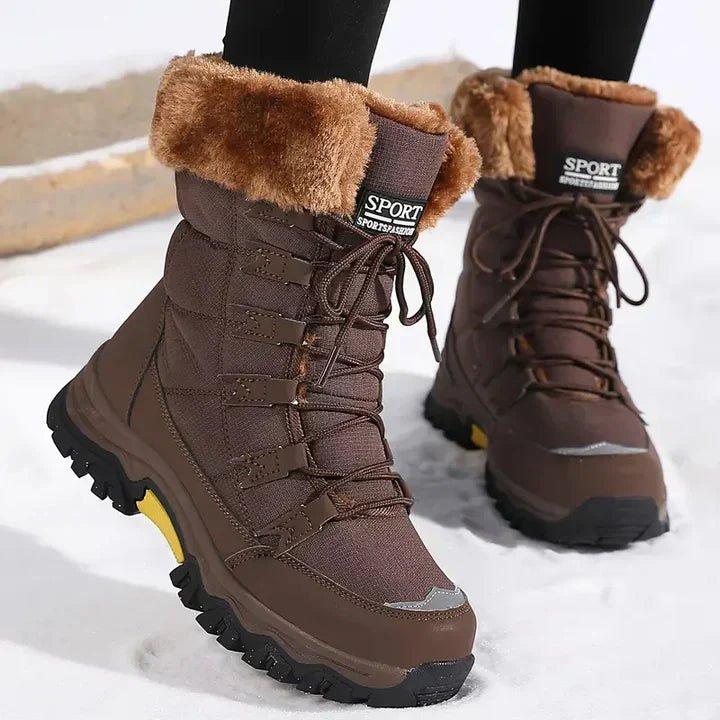 Silvana | Botas de Nieve con Cordones y Forro de Pelo Sintético - Marrón