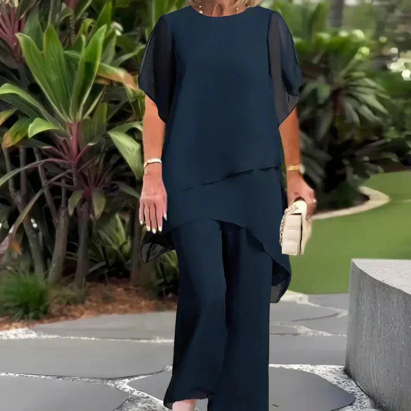 Iris | Conjunto — Blusa Asimétrica y Pantalón Pierna Ancha