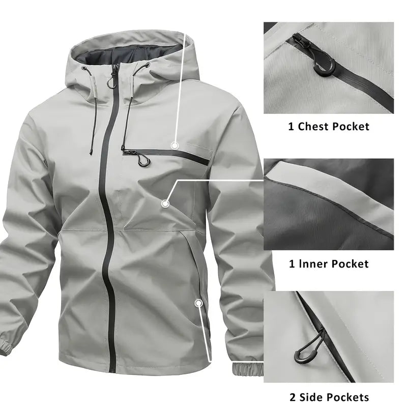 Chaqueta impermeable 3 en 1 hombre con bolsillos