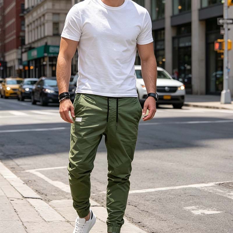 Pantalón jogger hombre con cordón y bolsillos