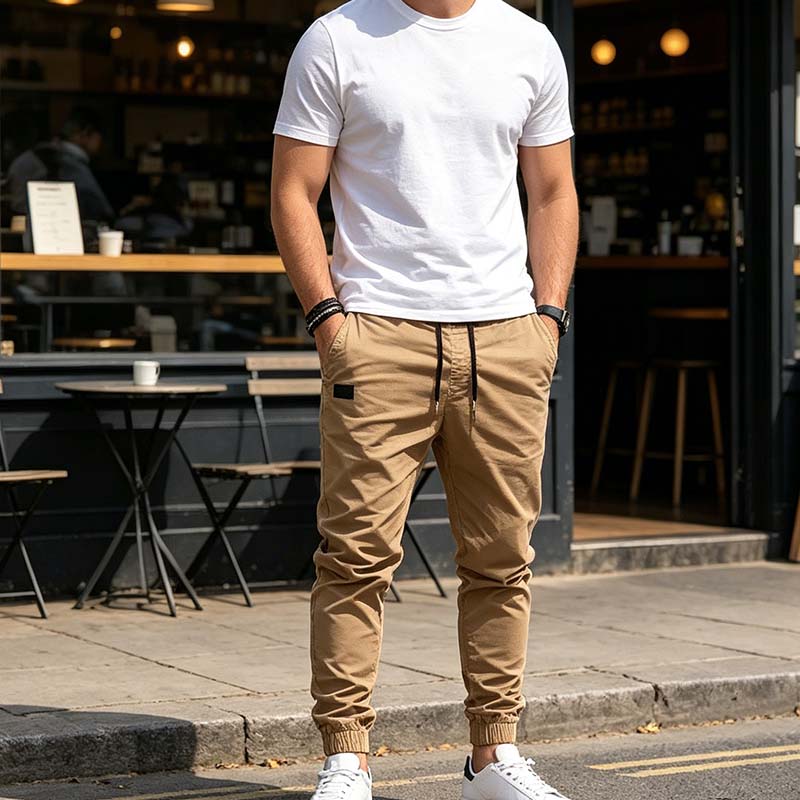 Pantalón jogger hombre con cordón y bolsillos